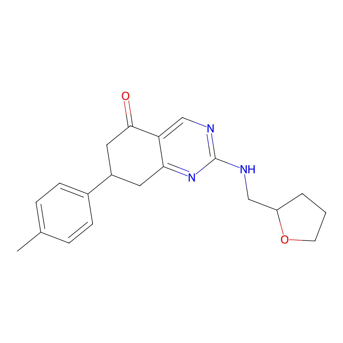 7-(4-methylphenyl)-2-[(tetrahydrofuran-2-ylmethyl)amino]-7,8-dihydroquinazolin-5(6H)-one molecular structure, CAS 861123-15-1