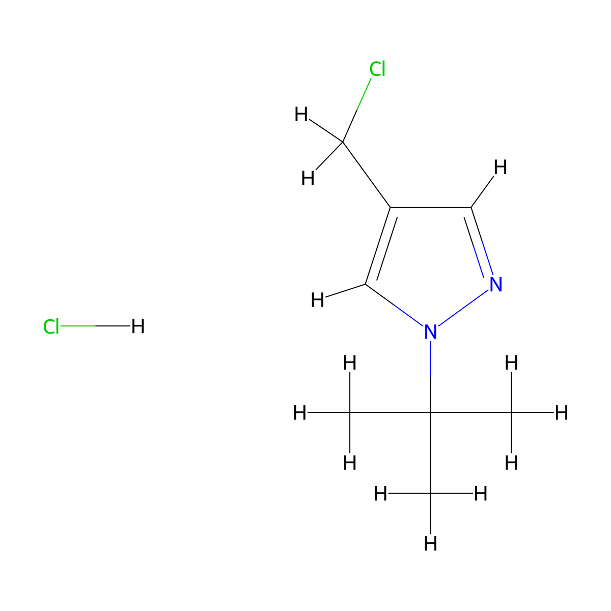 1-tert-butyl-4-(chloromethyl)-1H-pyrazole hydrochloride molecular structure, CAS 861135-53-7