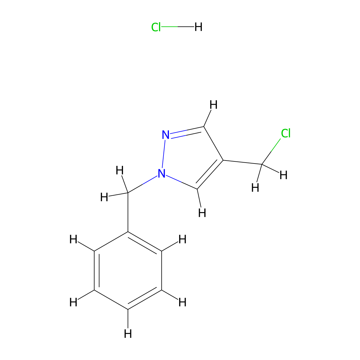 1-Benzyl-4-(chloromethyl)-1H-pyrazole hydrochloride molecular structure, CAS 861135-54-8