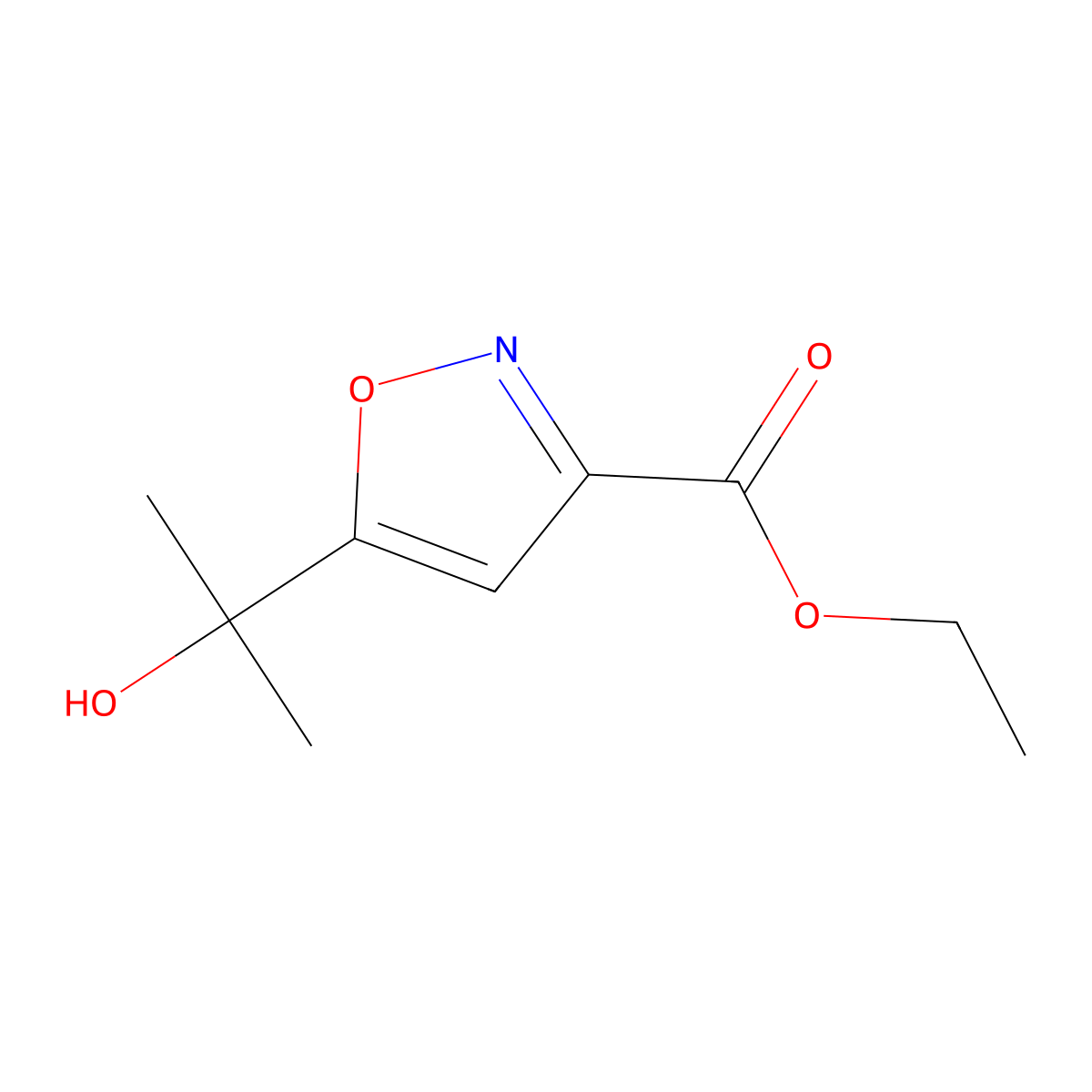 Ethyl 5-(2-hydroxypropan-2-yl)isoxazole-3-carboxylate molecular structure, CAS 861136-16-5
