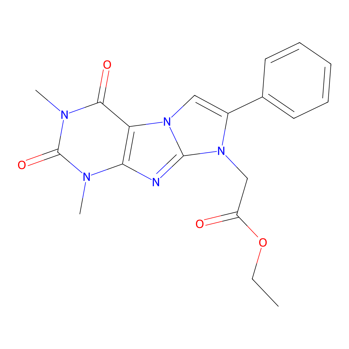 Ethyl 2-(2,4-dimethyl-1,3-dioxo-7-phenylpurino[7,8-a]imidazol-6-yl)acetate molecular structure, CAS 861138-25-2