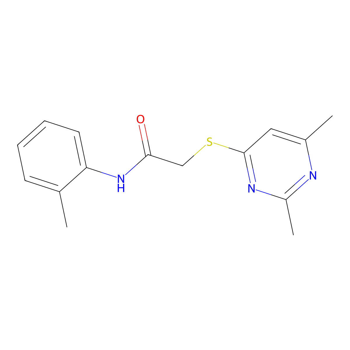 2-((2,6-Dimethyl-4-pyrimidinyl)thio)-N-(2-methylphenyl)acetamide molecular structure, CAS 861139-17-5
