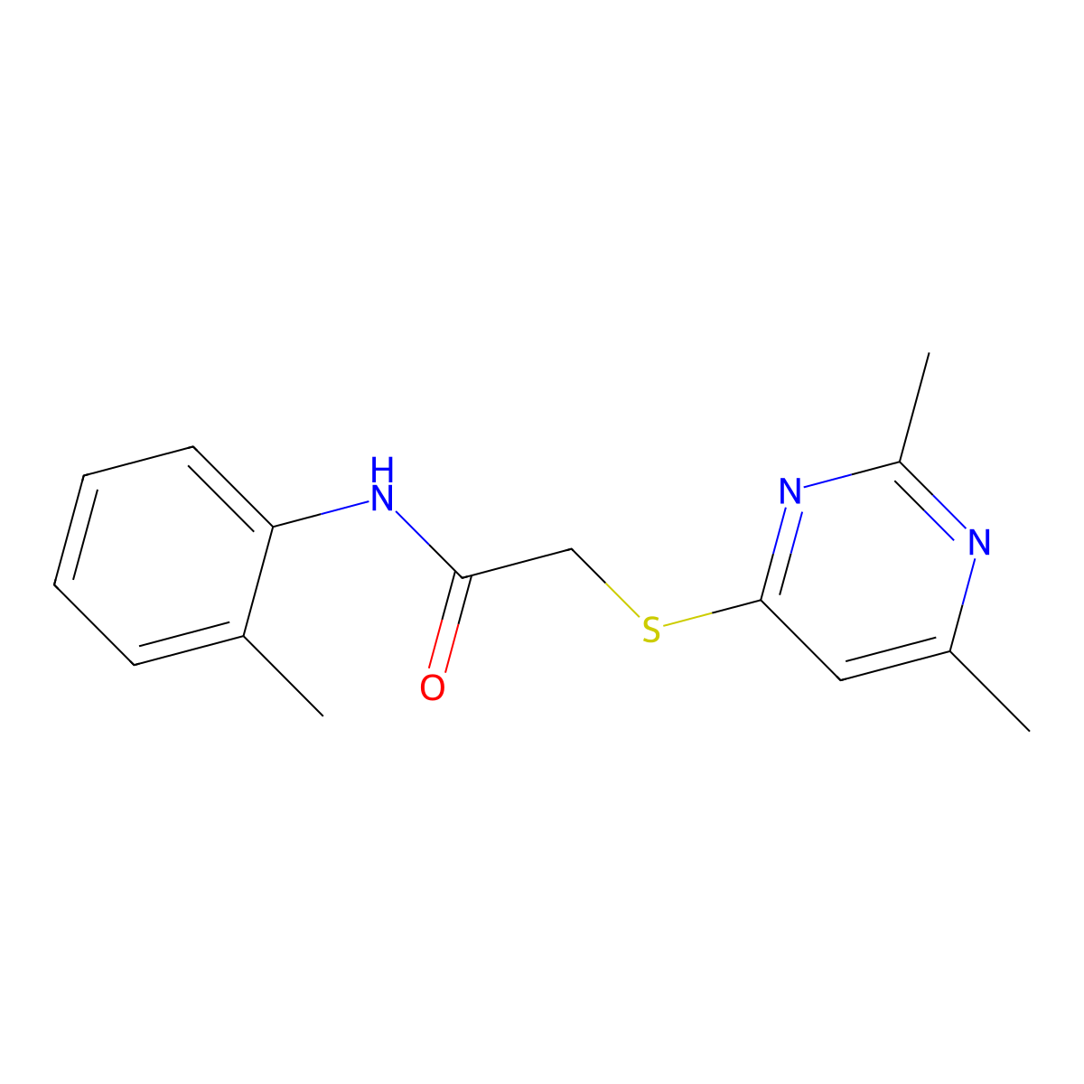 2-((2,6-Dimethyl-4-pyrimidinyl)thio)-N-(2-methylphenyl)acetamide molecular structure, CAS 861139-17-5