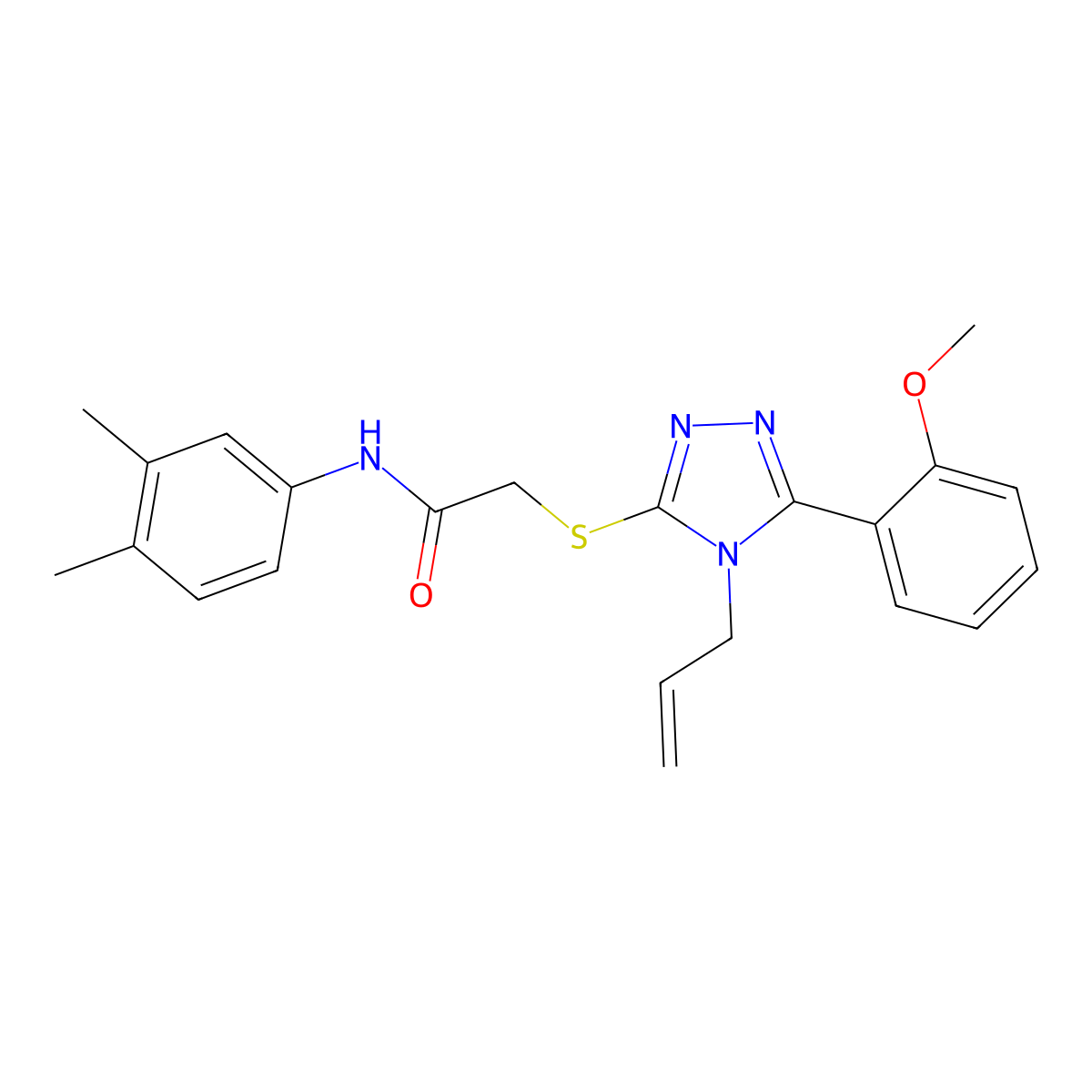 N-(3,4-dimethylphenyl)-2-[[5-(2-methoxyphenyl)-4-prop-2-enyl-1,2,4-triazol-3-yl]sulfanyl]acetamide molecular structure, CAS 861139-75-5