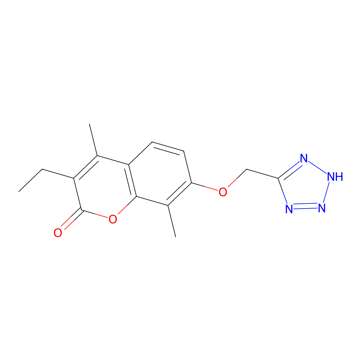 3-ethyl-4,8-dimethyl-7-(1H-tetrazol-5-ylmethoxy)-2H-chromen-2-one molecular structure, CAS 861140-78-5