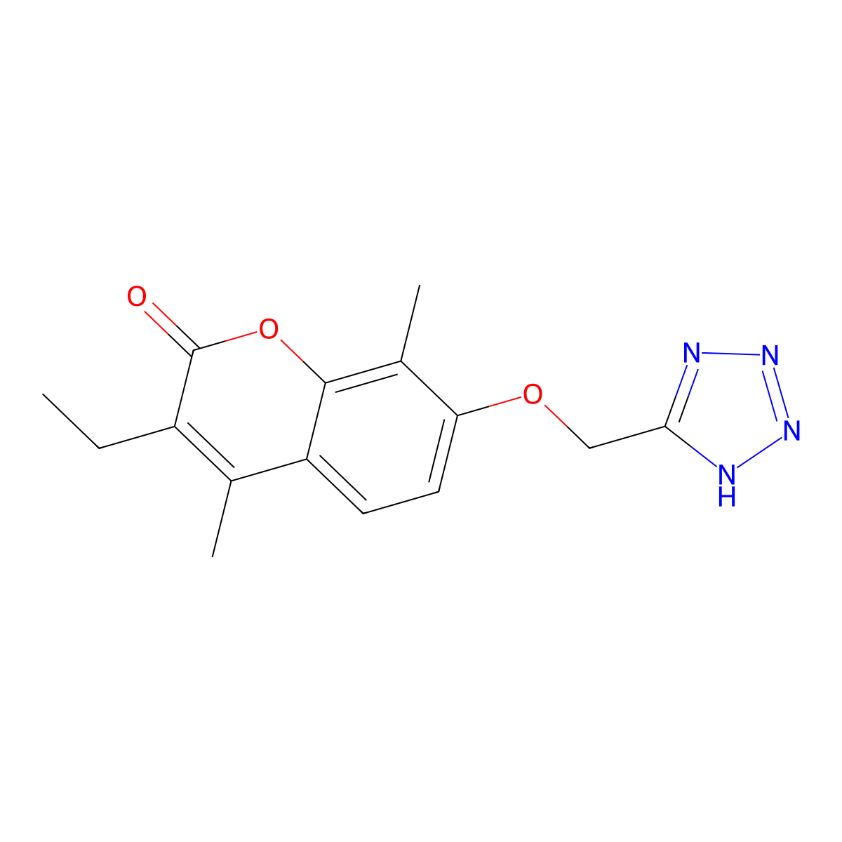 3-ethyl-4,8-dimethyl-7-(1H-tetrazol-5-ylmethoxy)-2H-chromen-2-one molecular structure, CAS 861140-78-5