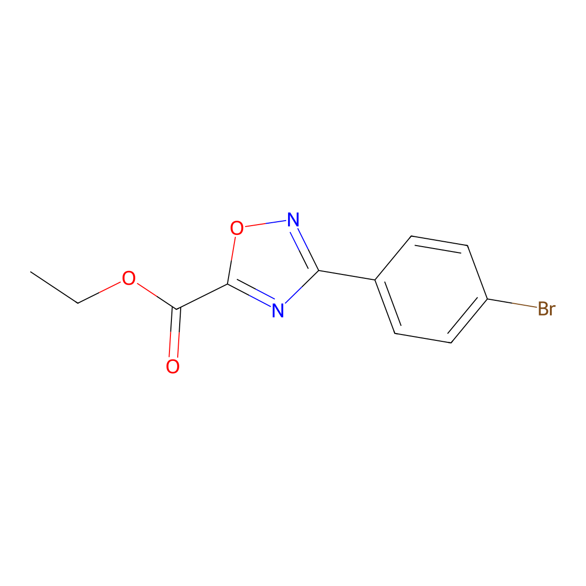 Ethyl 3-(4-bromophenyl)-1,2,4-oxadiazole-5-carboxylate molecular structure, CAS 861146-12-5
