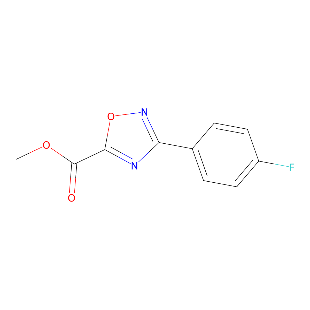 Methyl 3-(4-fluorophenyl)-1,2,4-oxadiazole-5-carboxylate molecular structure, CAS 861146-13-6