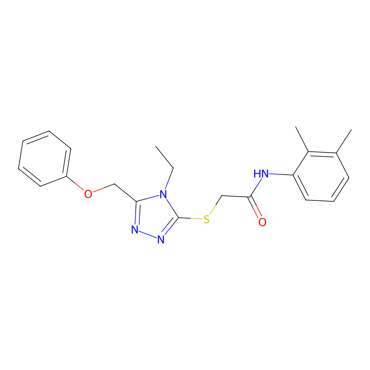 N-(2,3-dimethylphenyl)-2-{[4-ethyl-5-(phenoxymethyl)-4H-1,2,4-triazol-3-yl]sulfanyl}acetamide molecular structure, CAS 861146-77-2