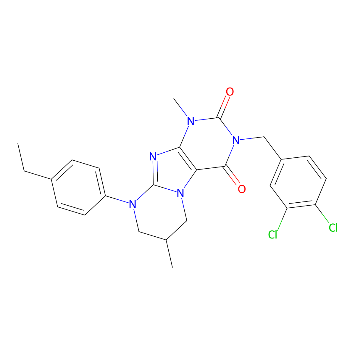 3-[(3,4-dichlorophenyl)methyl]-9-(4-ethylphenyl)-1,7-dimethyl-7,8-dihydro-6H-purino[7,8-a]pyrimidine-2,4-dione molecular structure, CAS 861147-51-5