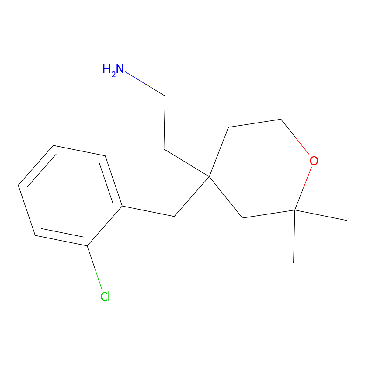 2-[4-[(2-Chlorophenyl)methyl]-2,2-dimethyloxan-4-yl]ethanamine molecular structure, CAS 861148-09-6