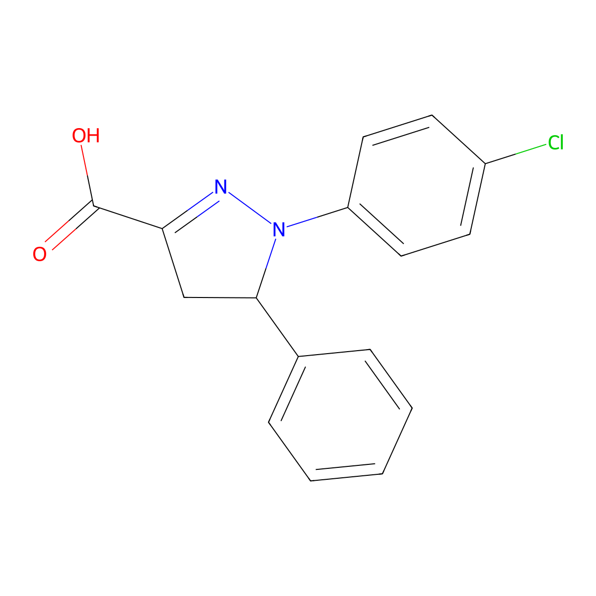 1-(4-Chlorophenyl)-5-phenyl-4,5-dihydro-1H-pyrazole-3-carboxylic acid molecular structure, CAS 861151-23-7