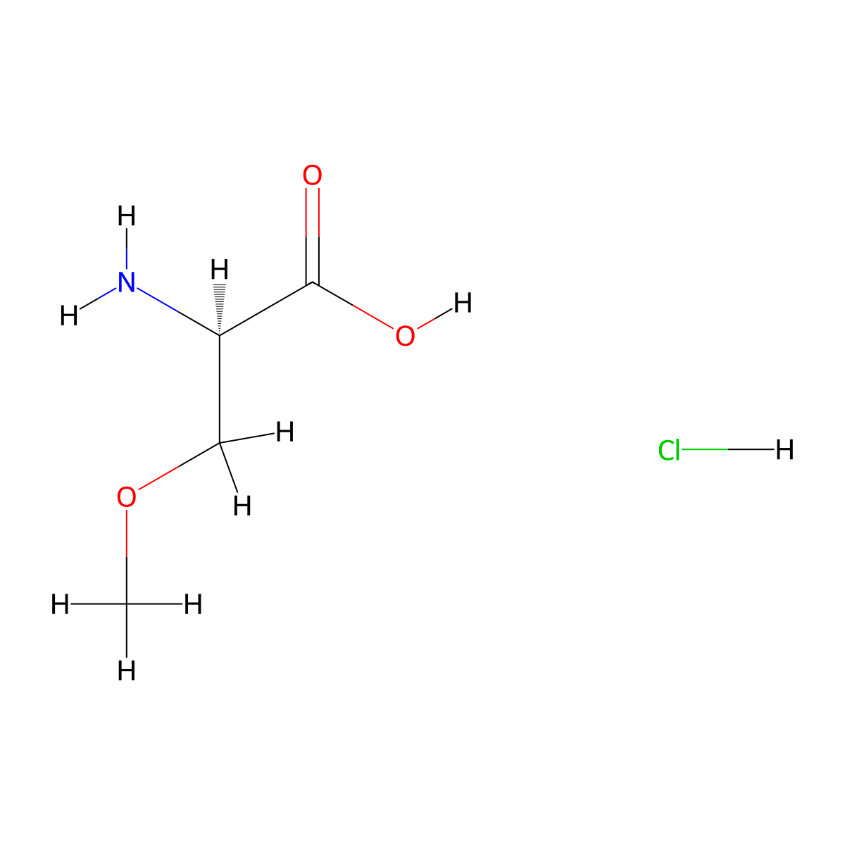 (R)-2-Amino-3-methoxypropanoic acid hydrochloride molecular structure, CAS 86118-10-7
