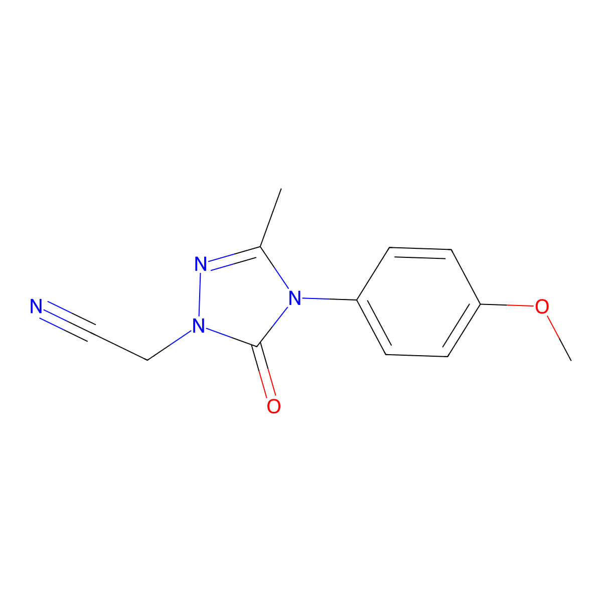 2-[4-(4-methoxyphenyl)-3-methyl-5-oxo-4,5-dihydro-1H-1,2,4-triazol-1-yl]acetonitrile molecular structure, CAS 861206-05-5