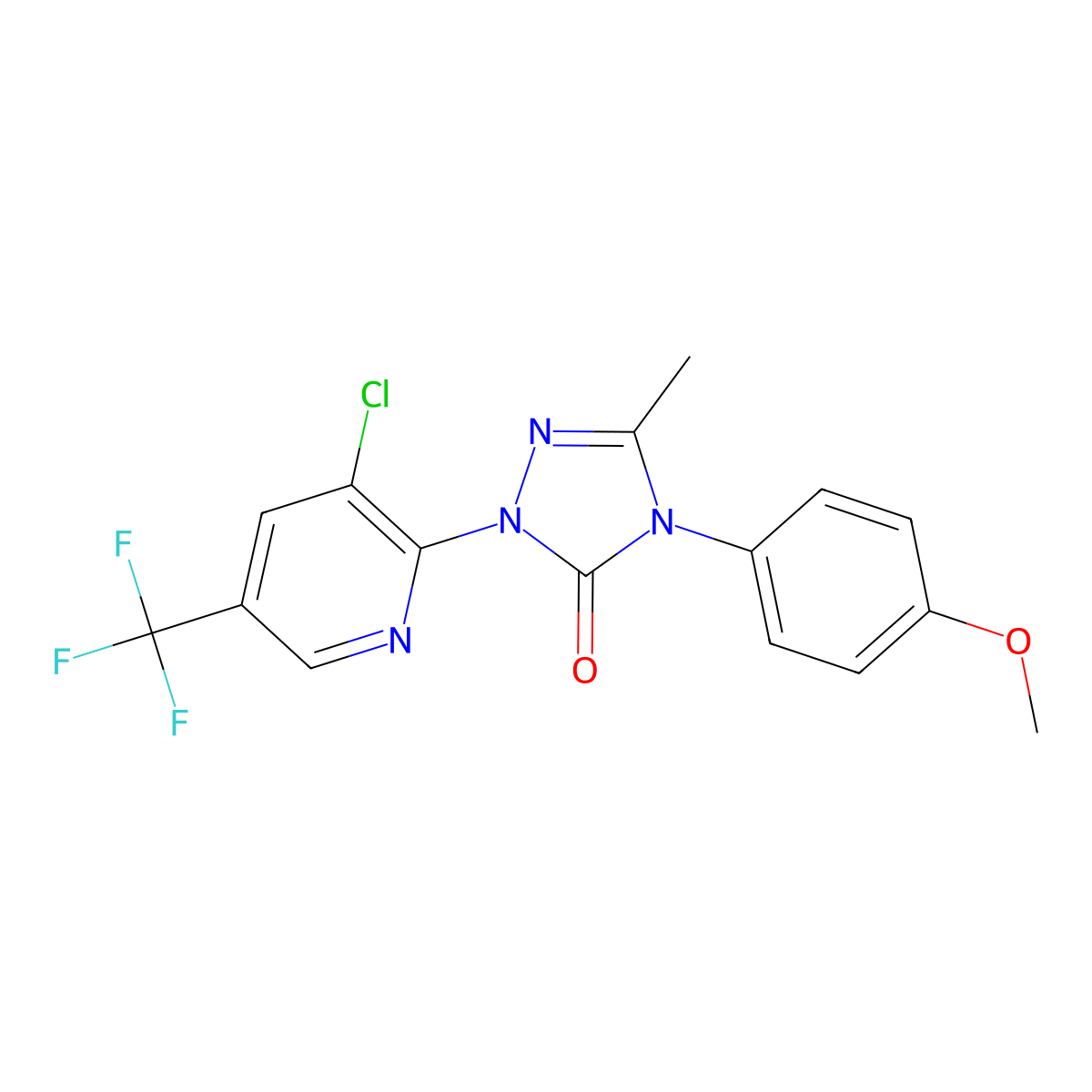 2-[3-chloro-5-(trifluoromethyl)-2-pyridinyl]-4-(4-methoxyphenyl)-5-methyl-2,4-dihydro-3H-1,2,4-triazol-3-one molecular structure, CAS 861206-12-4