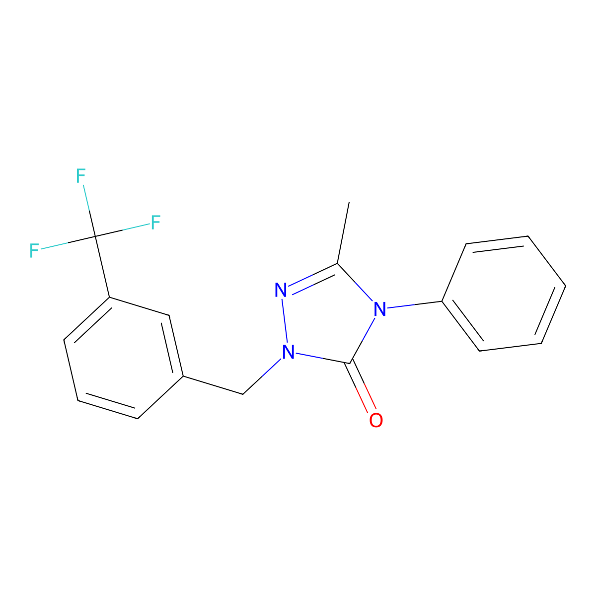 5-methyl-4-phenyl-2-[3-(trifluoromethyl)benzyl]-2,4-dihydro-3H-1,2,4-triazol-3-one molecular structure, CAS 861206-15-7
