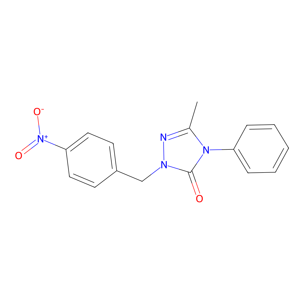 5-methyl-2-(4-nitrobenzyl)-4-phenyl-2,4-dihydro-3H-1,2,4-triazol-3-one molecular structure, CAS 861206-17-9