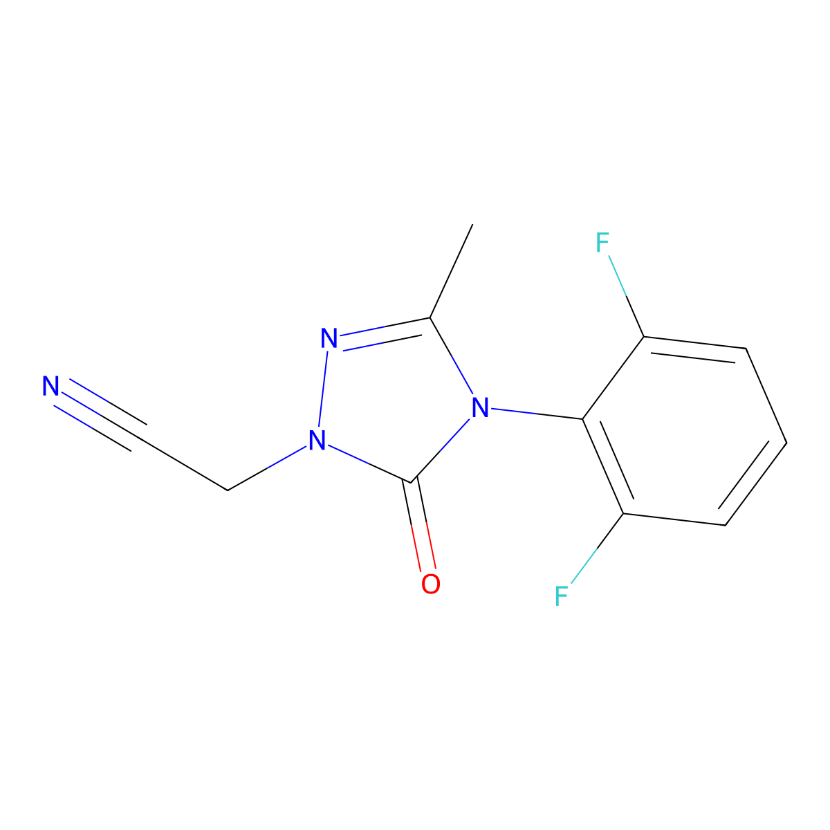 2-[4-(2,6-difluorophenyl)-3-methyl-5-oxo-4,5-dihydro-1H-1,2,4-triazol-1-yl]acetonitrile molecular structure, CAS 861206-19-1