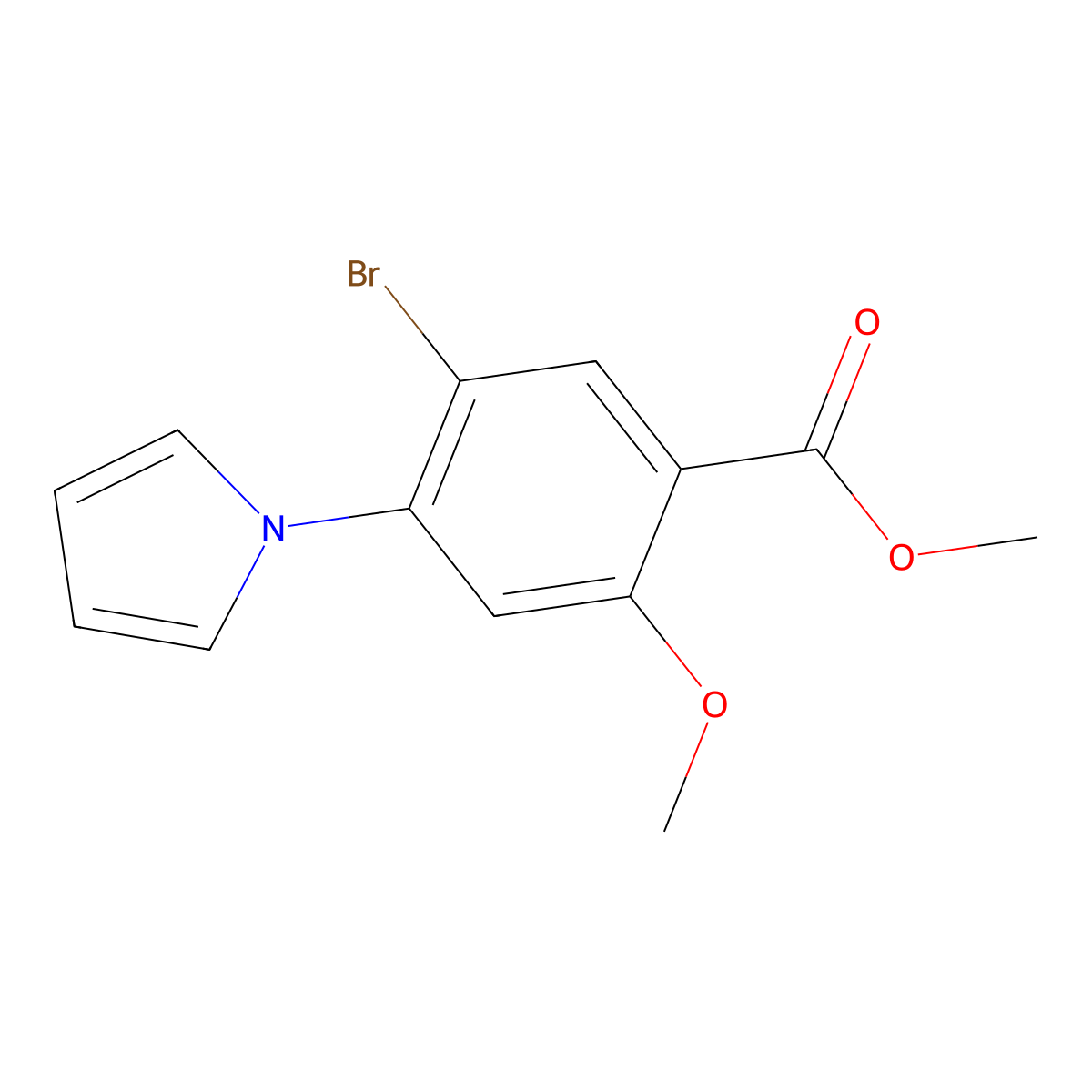 methyl 5-bromo-2-methoxy-4-(1H-pyrrol-1-yl)benzenecarboxylate molecular structure, CAS 861206-27-1