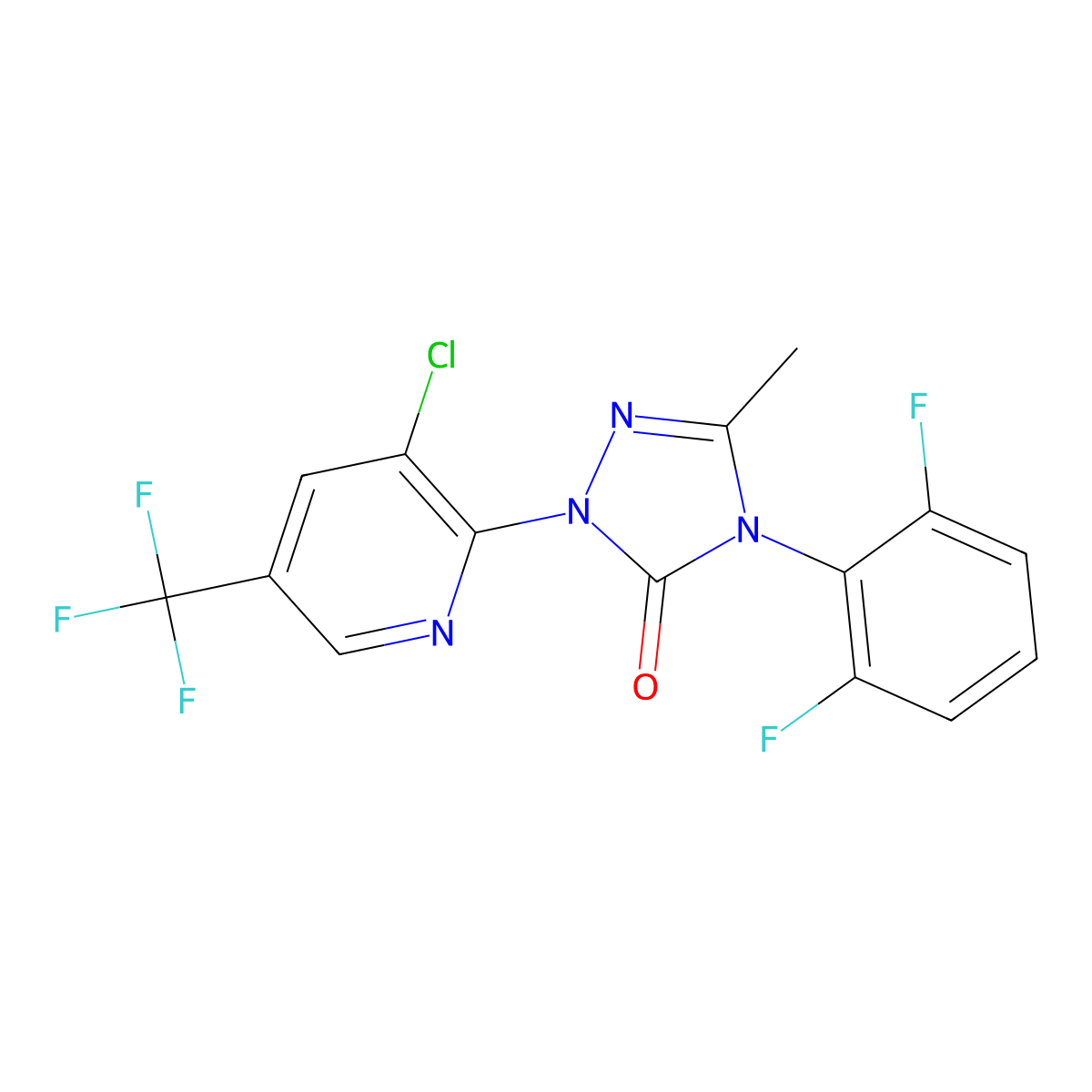 2-[3-Chloro-5-(trifluoromethyl)pyridin-2-yl]-4-(2,6-difluorophenyl)-5-methyl-1,2,4-triazol-3-one molecular structure, CAS 861206-32-8