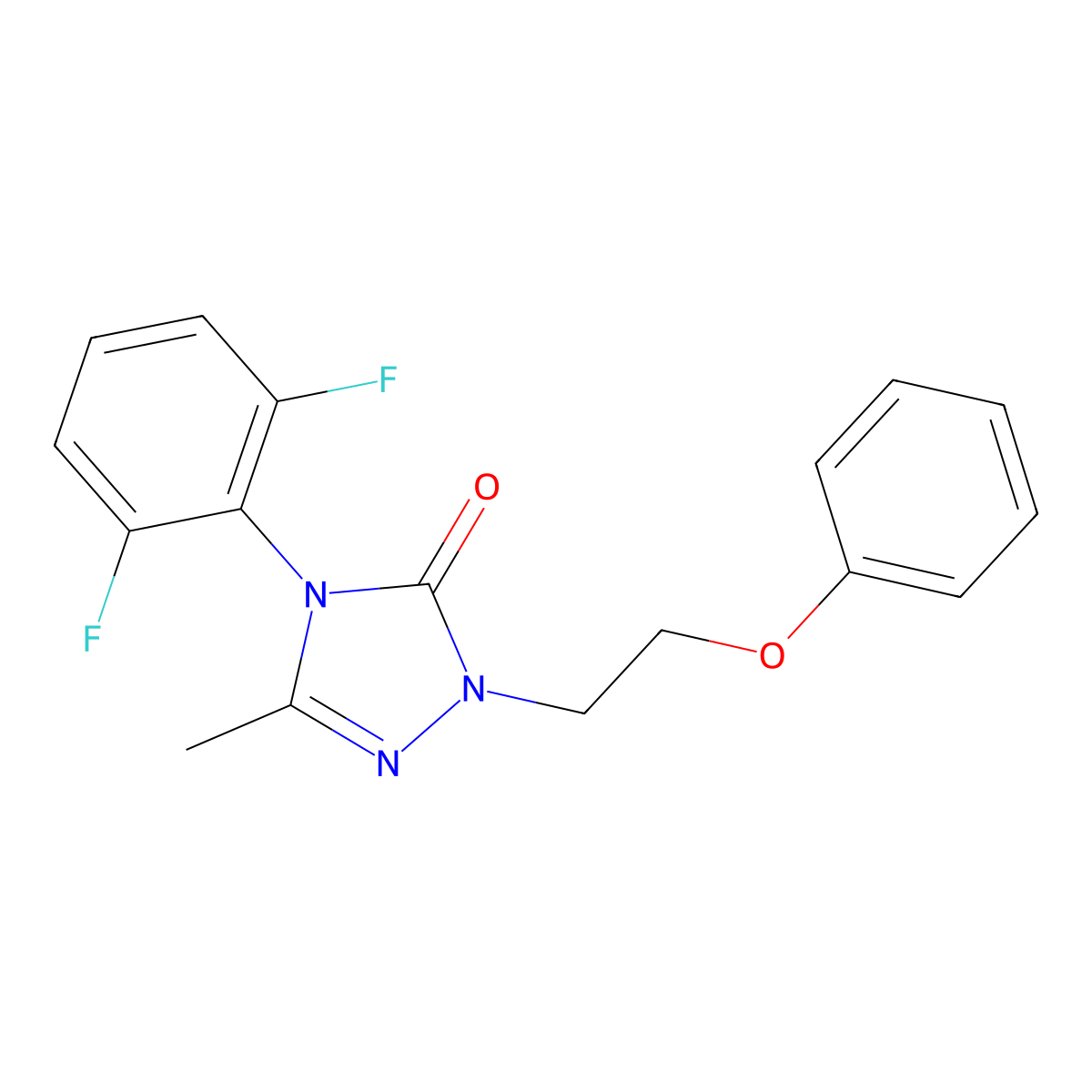 4-(2,6-difluorophenyl)-5-methyl-2-(2-phenoxyethyl)-2,4-dihydro-3H-1,2,4-triazol-3-one molecular structure, CAS 861206-34-0