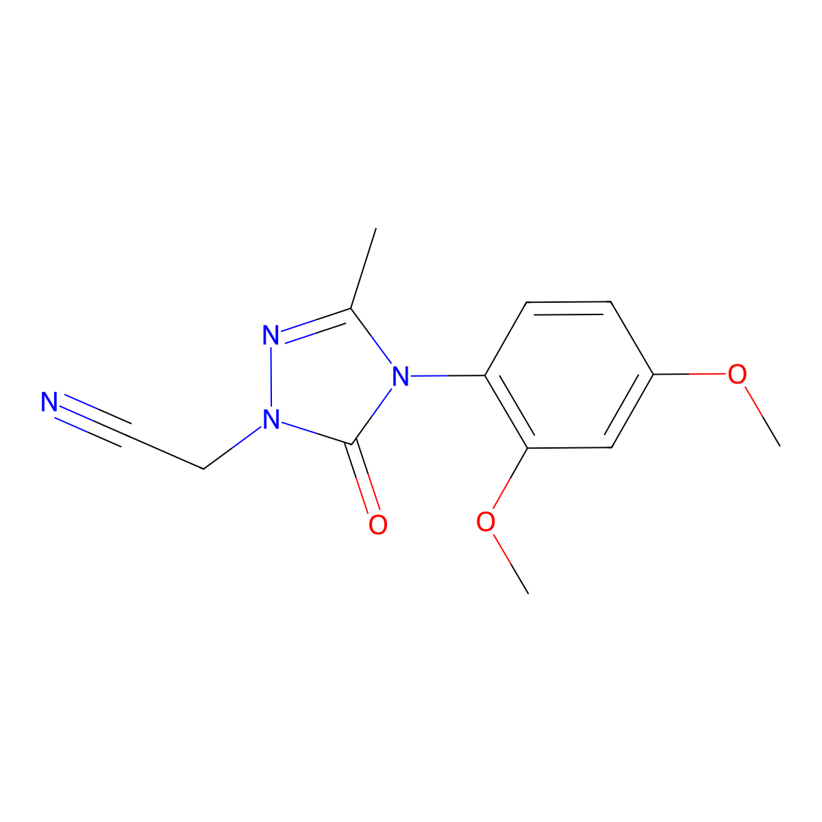 2-[4-(2,4-dimethoxyphenyl)-3-methyl-5-oxo-4,5-dihydro-1H-1,2,4-triazol-1-yl]acetonitrile molecular structure, CAS 861206-36-2