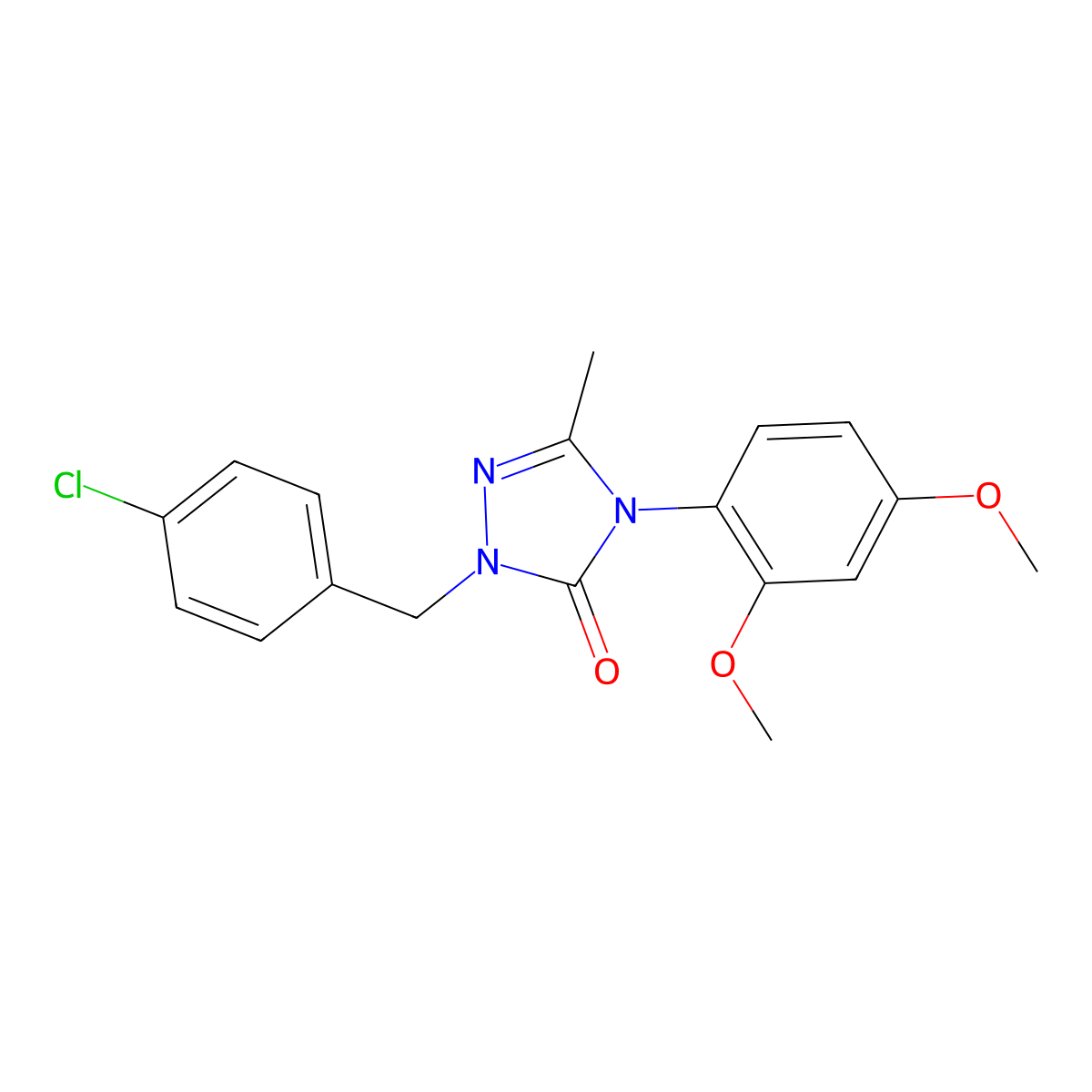 2-(4-chlorobenzyl)-4-(2,4-dimethoxyphenyl)-5-methyl-2,4-dihydro-3H-1,2,4-triazol-3-one molecular structure, CAS 861206-39-5