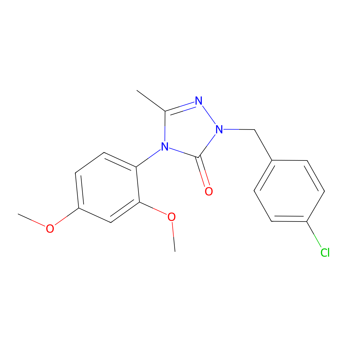 2-(4-chlorobenzyl)-4-(2,4-dimethoxyphenyl)-5-methyl-2,4-dihydro-3H-1,2,4-triazol-3-one molecular structure, CAS 861206-39-5