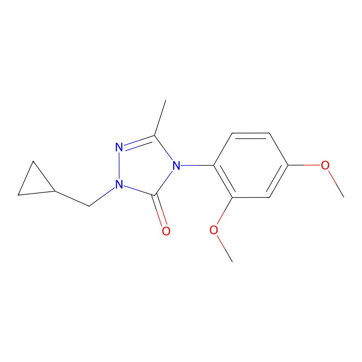 2-(cyclopropylmethyl)-4-(2,4-dimethoxyphenyl)-5-methyl-2,4-dihydro-3H-1,2,4-triazol-3-one molecular structure, CAS 861206-41-9