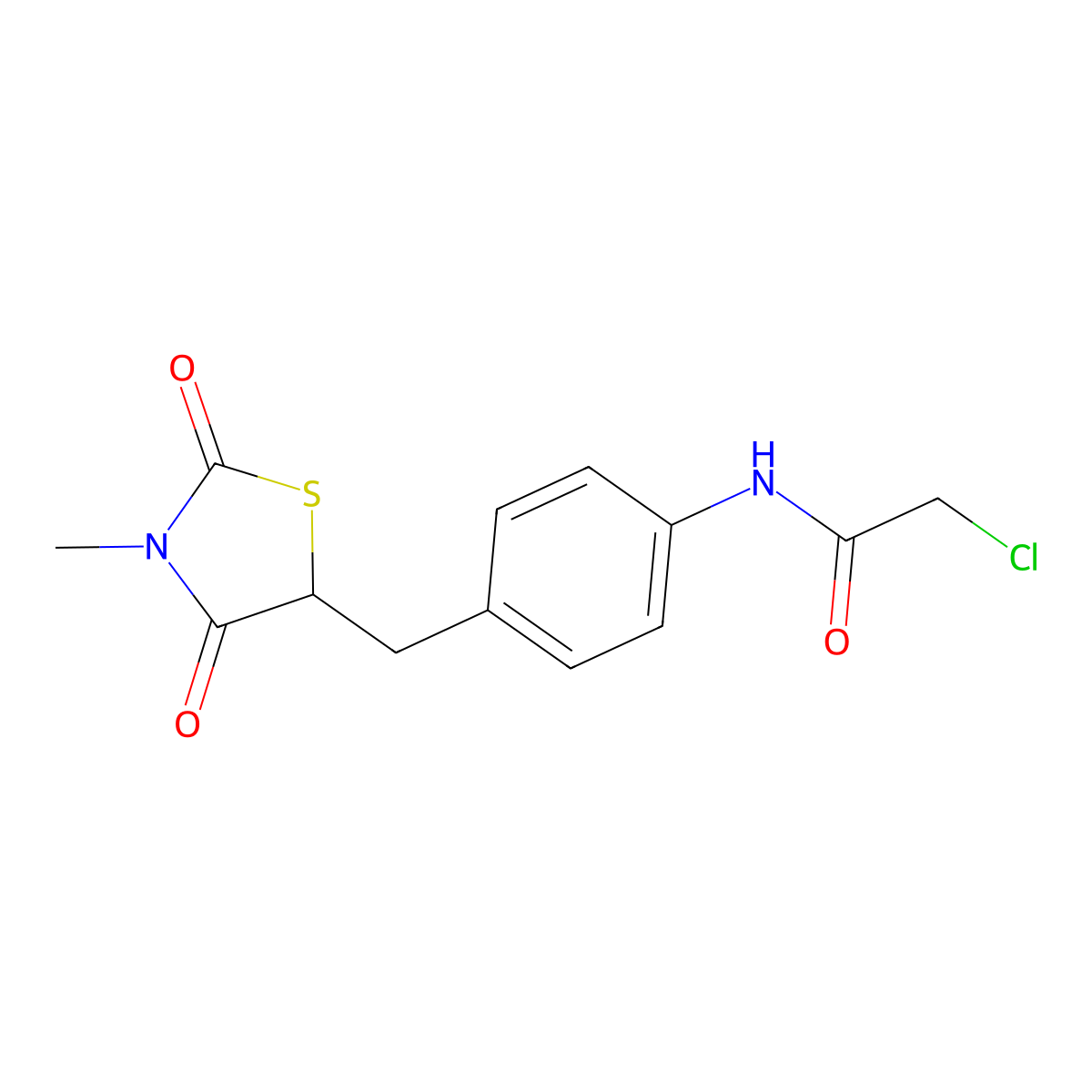 2-chloro-N-{4-[(3-methyl-2,4-dioxo-1,3-thiazolan-5-yl)methyl]phenyl}acetamide molecular structure, CAS 861206-48-6