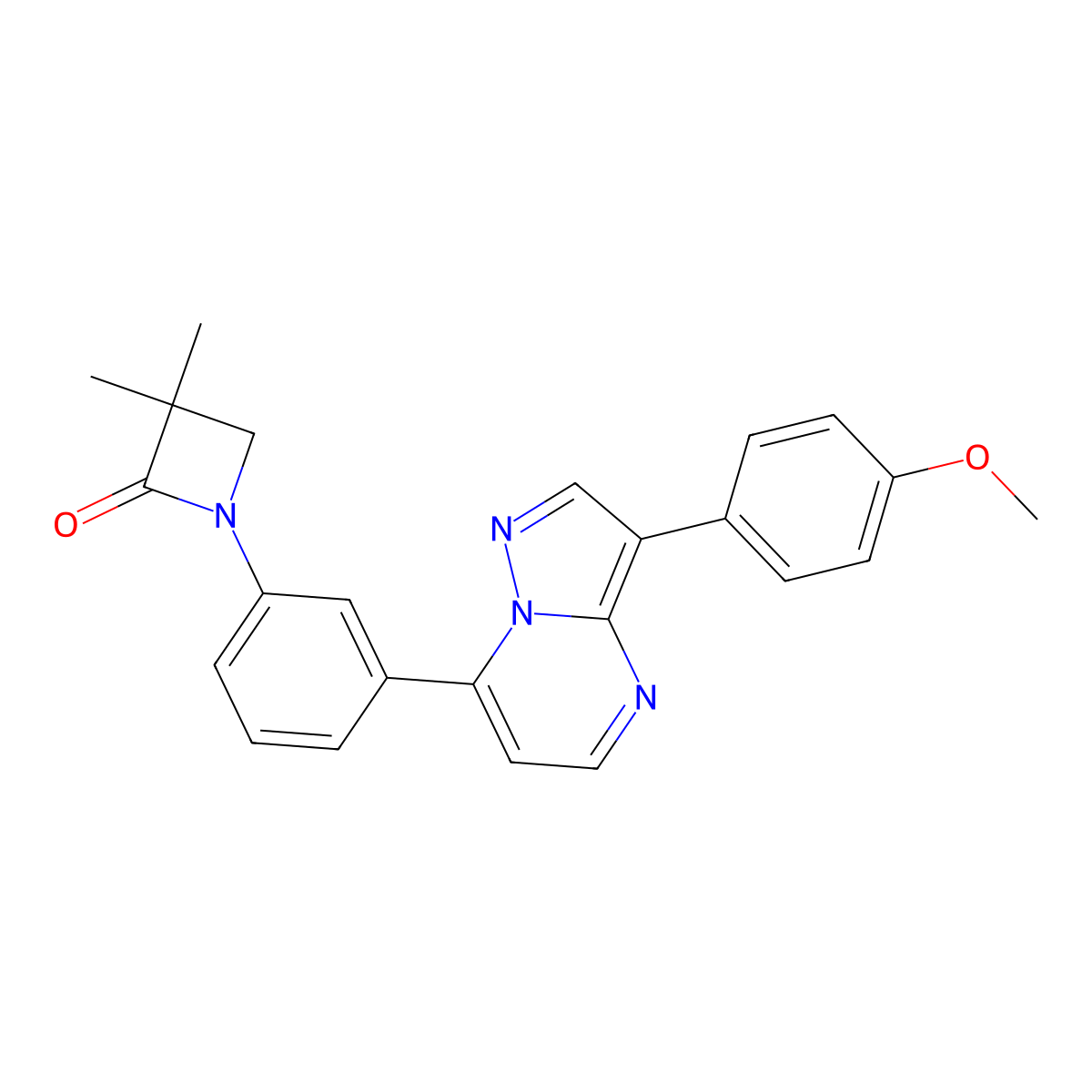 1-{3-[3-(4-Methoxyphenyl)pyrazolo[1,5-a]pyrimidin-7-yl]phenyl}-3,3-dimethyl-2-azetanone molecular structure, CAS 861206-54-4