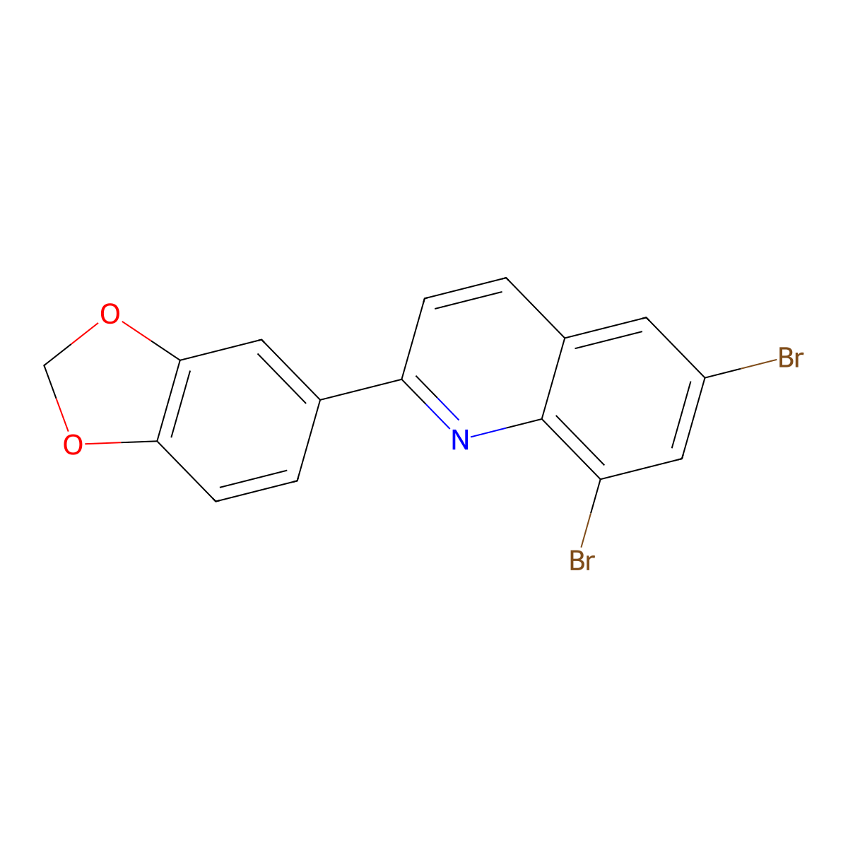 2-(1,3-Benzodioxol-5-yl)-6,8-dibromoquinoline molecular structure, CAS 861206-55-5
