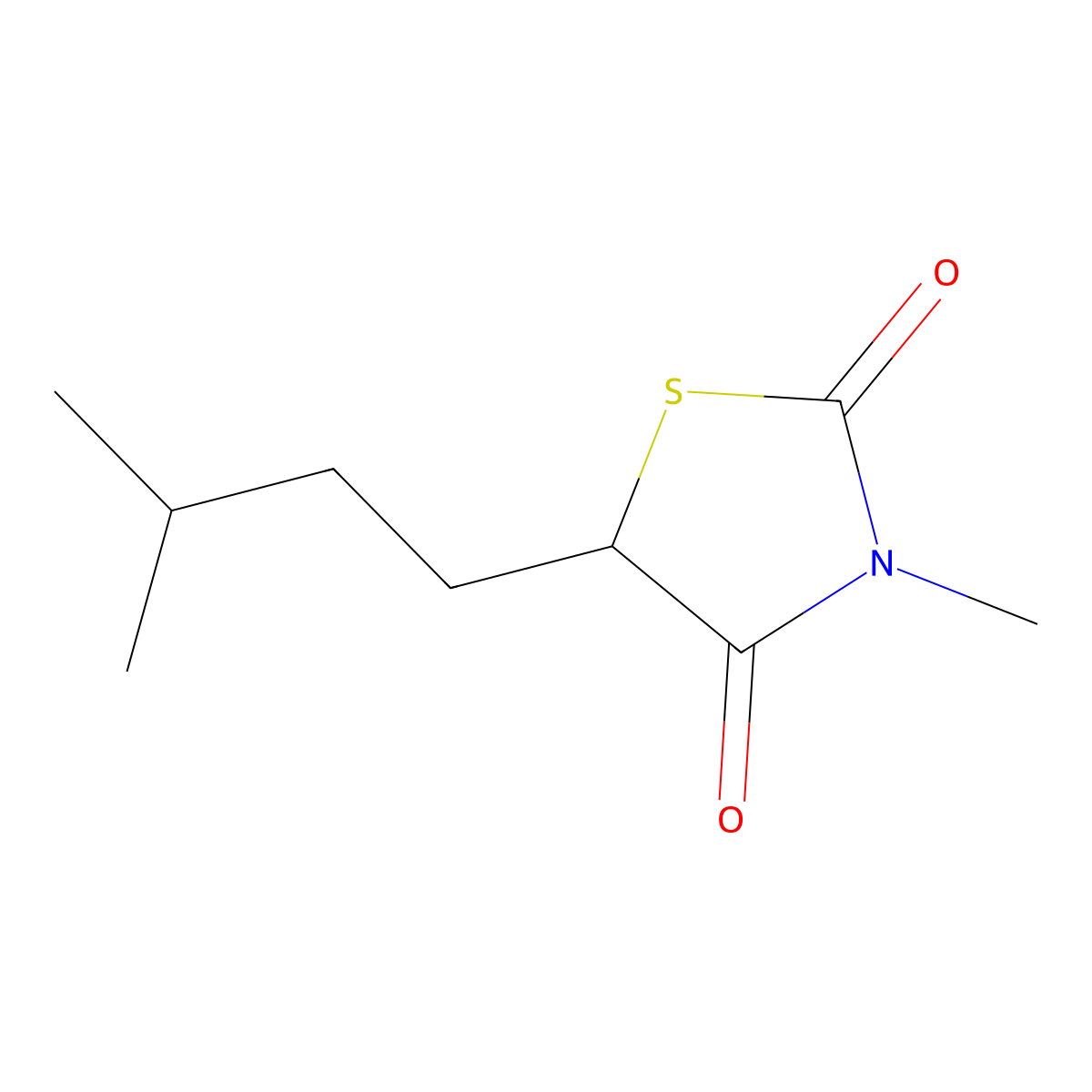 3-Methyl-5-(3-methylbutyl)-1,3-thiazolidine-2,4-dione molecular structure, CAS 861206-58-8