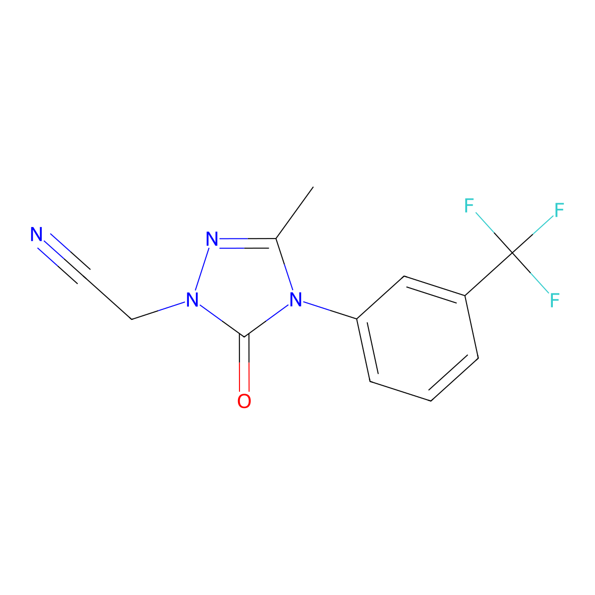 2-{3-methyl-5-oxo-4-[3-(trifluoromethyl)phenyl]-4,5-dihydro-1H-1,2,4-triazol-1-yl}acetonitrile molecular structure, CAS 861206-68-0