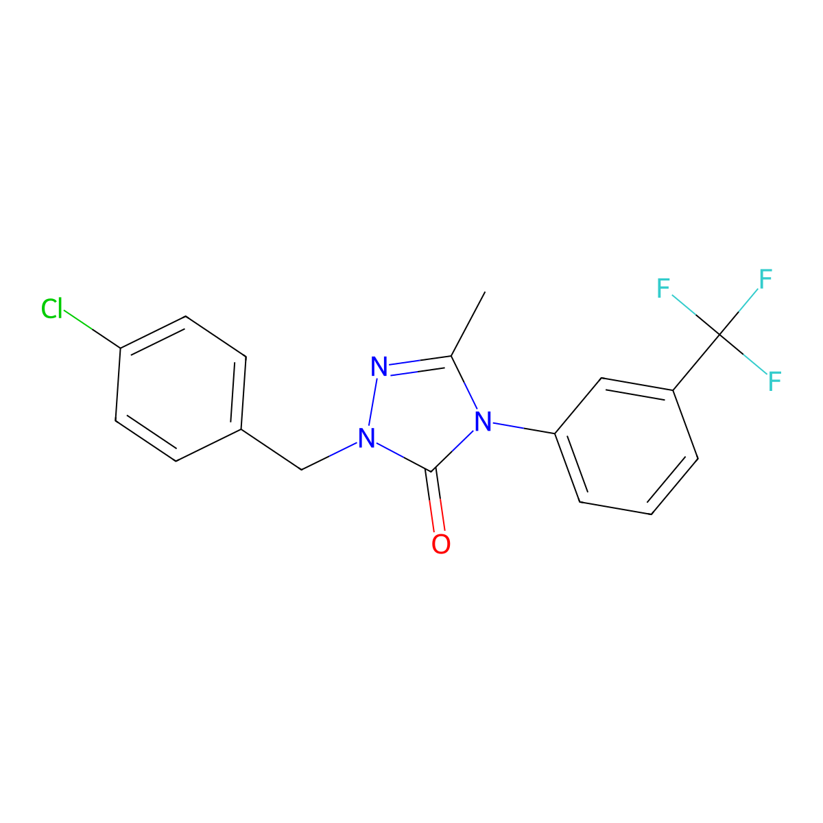 2-[(4-Chlorophenyl)methyl]-5-methyl-4-[3-(trifluoromethyl)phenyl]-1,2,4-triazol-3-one molecular structure, CAS 861206-71-5