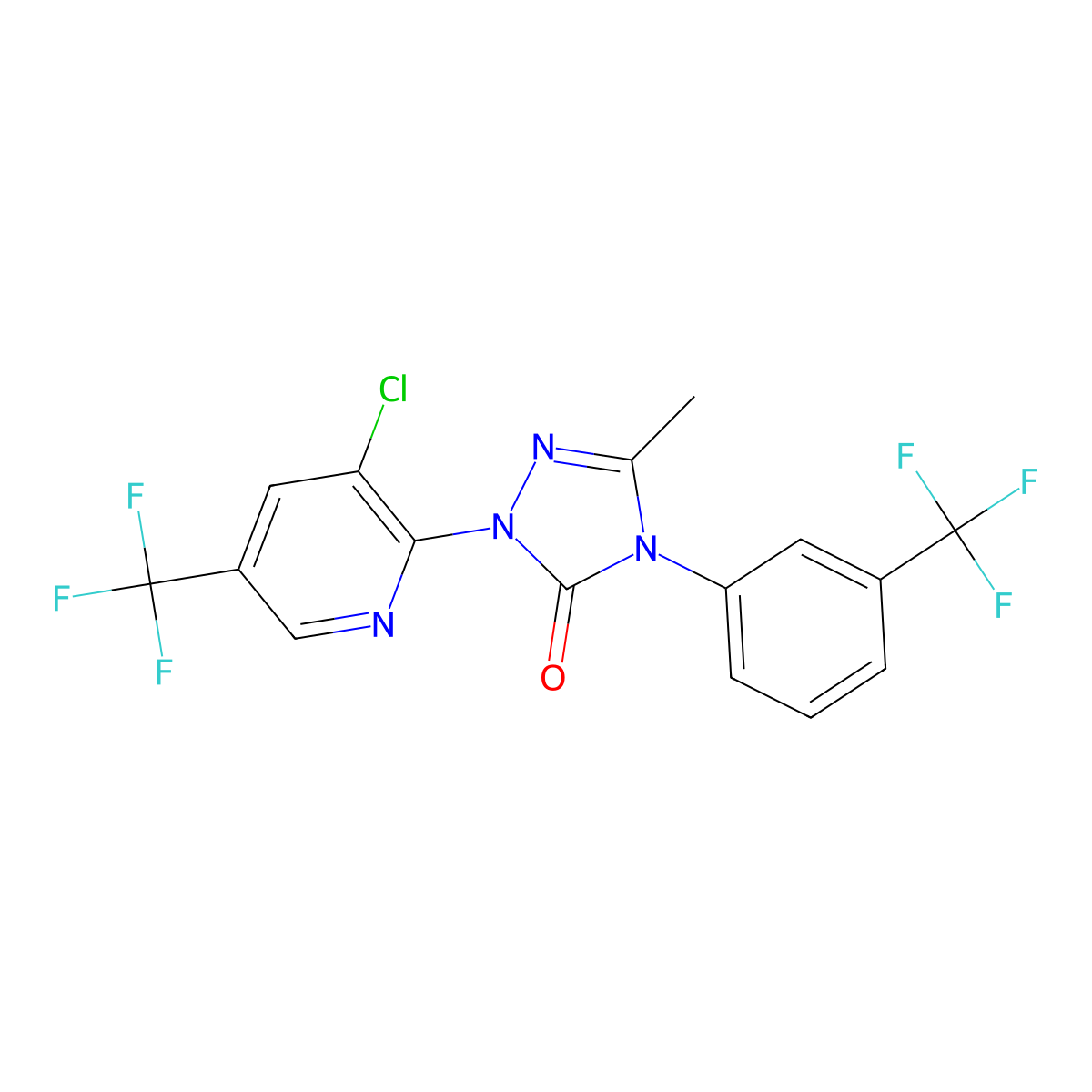 2-[3-Chloro-5-(trifluoromethyl)pyridin-2-yl]-5-methyl-4-[3-(trifluoromethyl)phenyl]-1,2,4-triazol-3-one molecular structure, CAS 861206-72-6