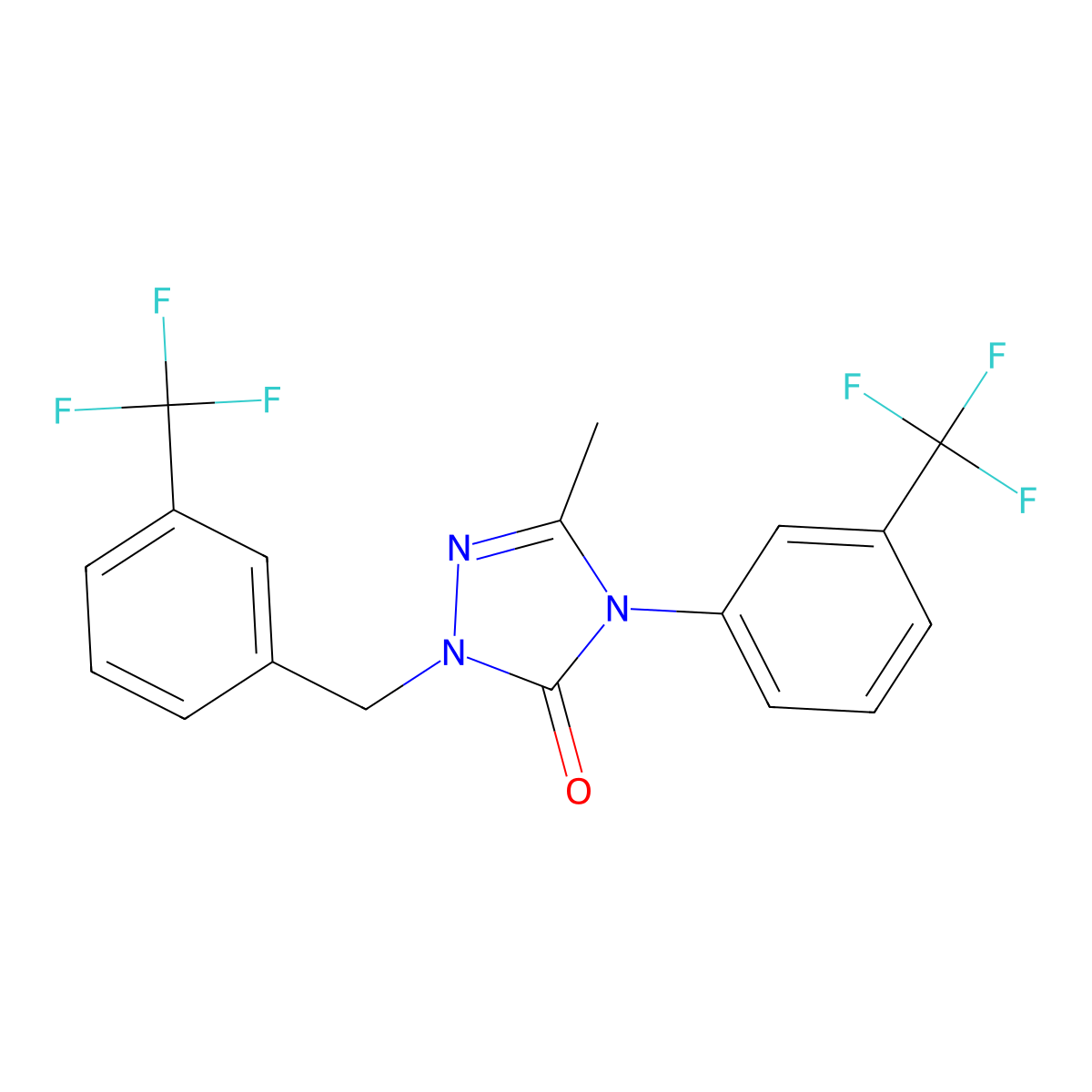 5-methyl-2-[3-(trifluoromethyl)benzyl]-4-[3-(trifluoromethyl)phenyl]-2,4-dihydro-3H-1,2,4-triazol-3-one molecular structure, CAS 861206-74-8