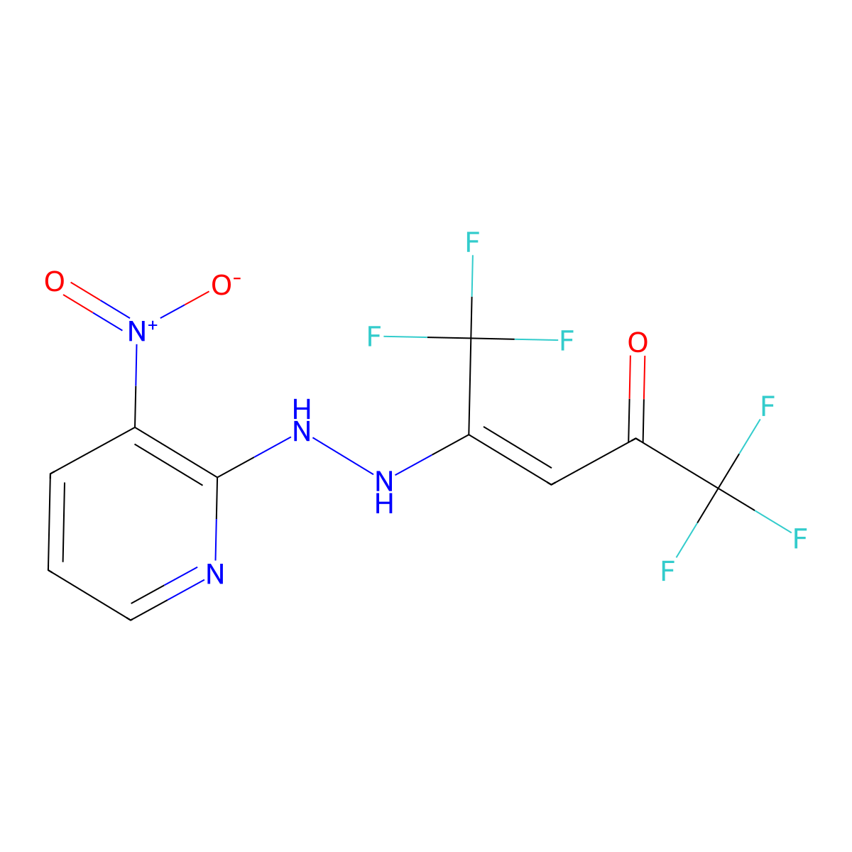 (Z)-1,1,1,5,5,5-hexafluoro-4-hydroxy-3-penten-2-one N-(3-nitro-2-pyridinyl)hydrazone molecular structure, CAS 861206-78-2