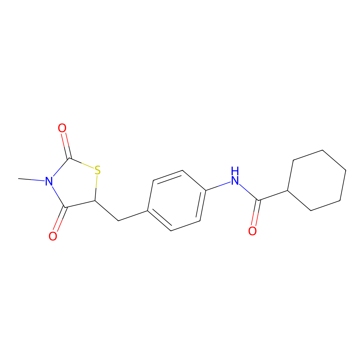 N-{4-[(3-methyl-2,4-dioxo-1,3-thiazolidin-5-yl)methyl]phenyl}cyclohexanecarboxamide molecular structure, CAS 861206-79-3