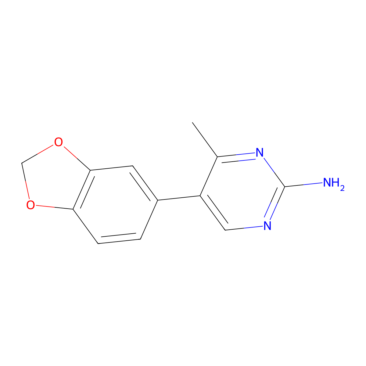5-(1,3-Benzodioxol-5-yl)-4-methyl-2-pyrimidinamine molecular structure, CAS 861206-80-6