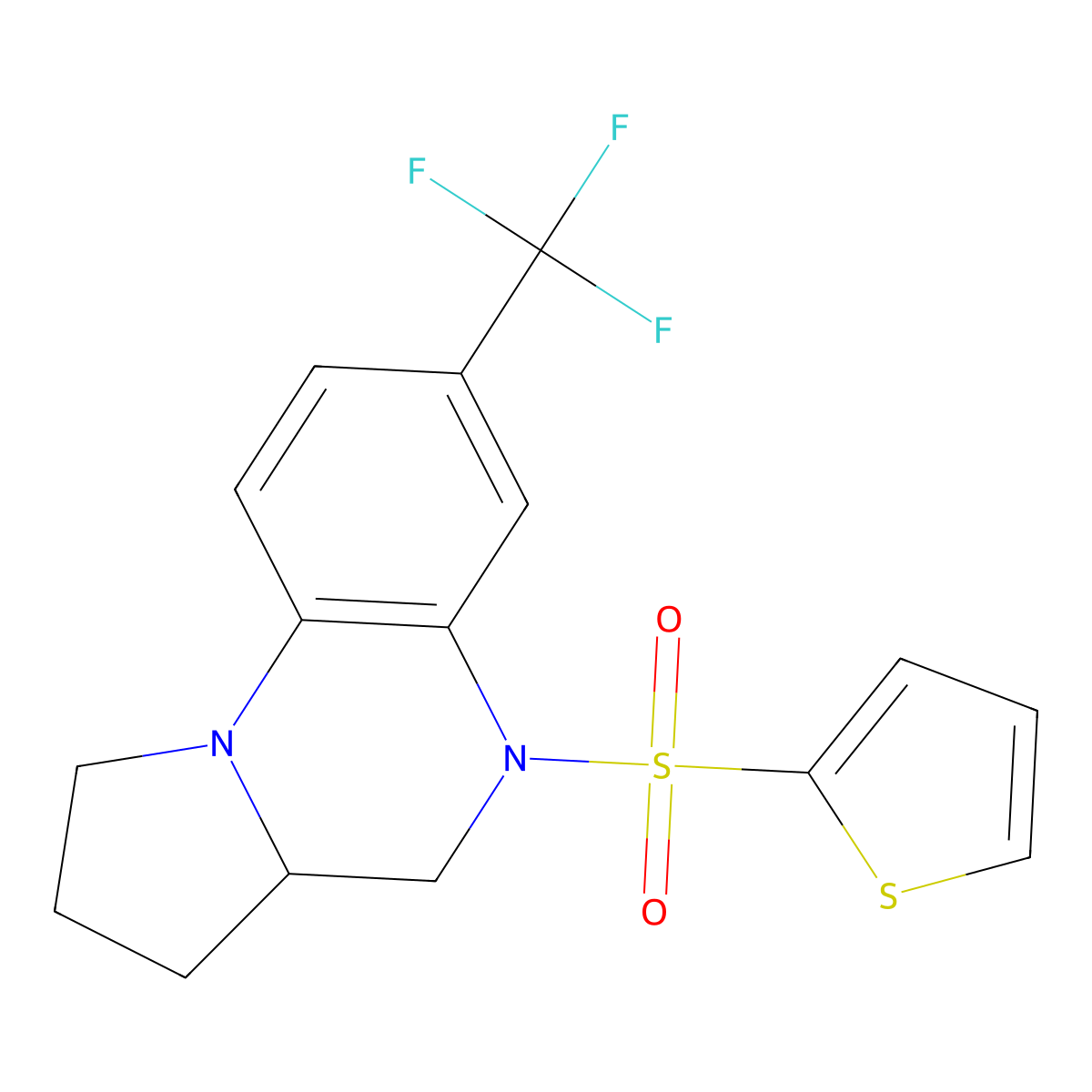 5-(2-Thienylsulfonyl)-7-(trifluoromethyl)-1,2,3,3a,4,5-hexahydropyrrolo[1,2-a]quinoxaline molecular structure, CAS 861206-82-8