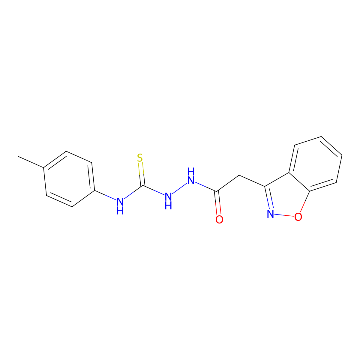 2-[2-(1,2-benzisoxazol-3-yl)acetyl]-N-(4-methylphenyl)-1-hydrazinecarbothioamide molecular structure, CAS 861206-84-0