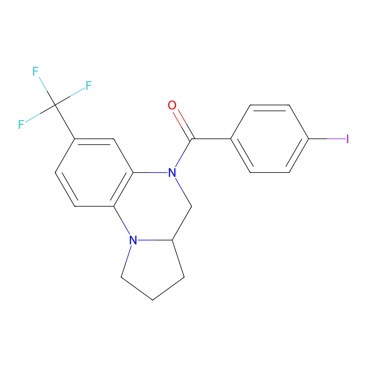 (4-iodophenyl)[7-(trifluoromethyl)-2,3,3a,4-tetrahydropyrrolo[1,2-a]quinoxalin-5(1H)-yl]methanone molecular structure, CAS 861206-86-2