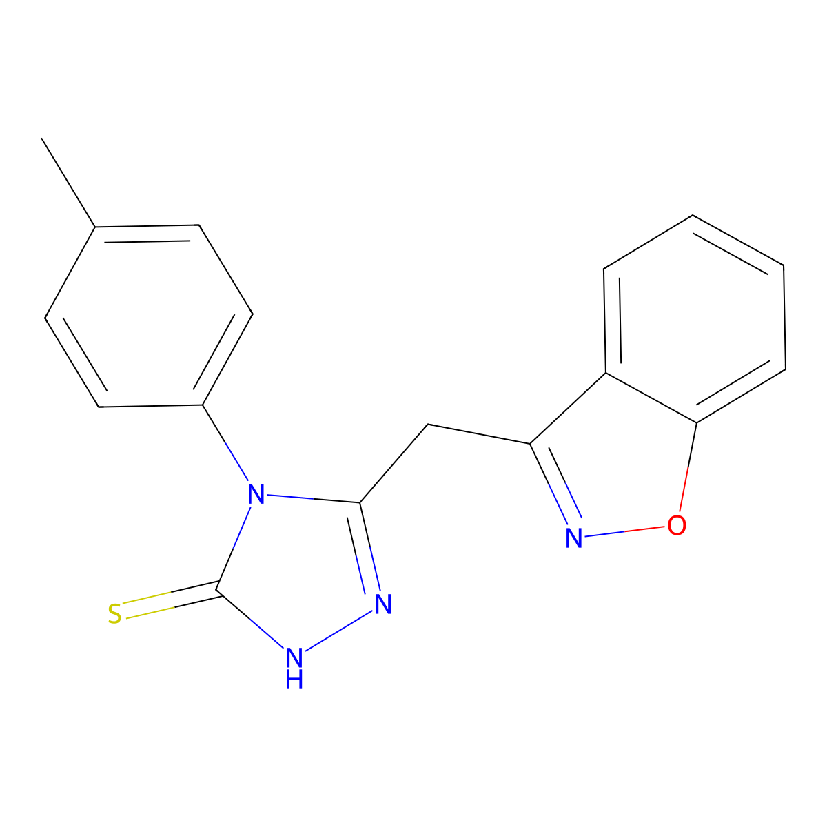 5-(1,2-benzisoxazol-3-ylmethyl)-4-(4-methylphenyl)-4H-1,2,4-triazole-3-thiol molecular structure, CAS 861206-87-3
