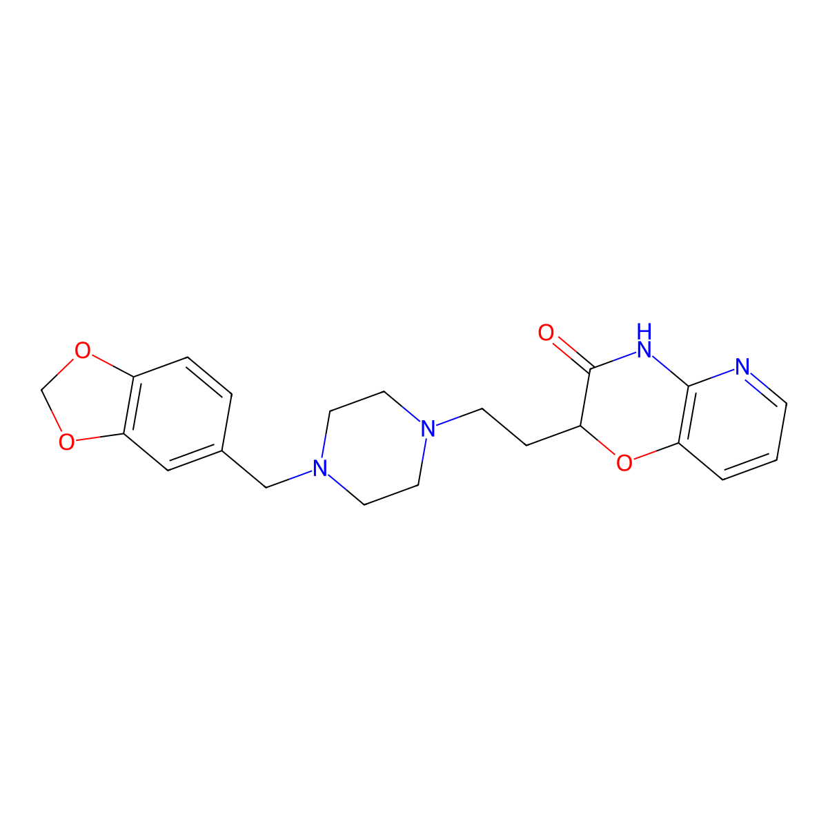 2-{2-[4-(1,3-benzodioxol-5-ylmethyl)piperazino]ethyl}-2H-pyrido[3,2-b][1,4]oxazin-3(4H)-one molecular structure, CAS 861206-88-4
