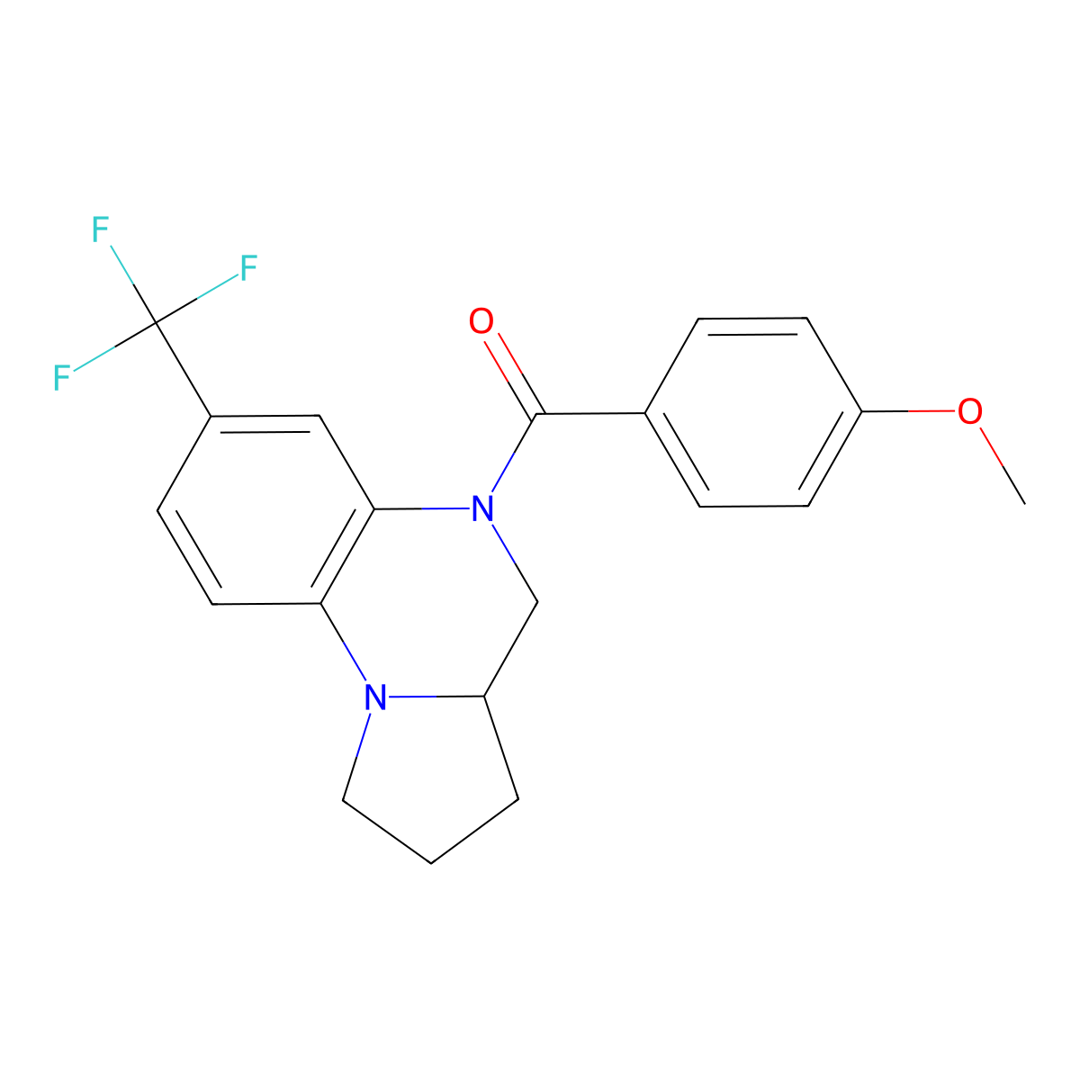 (4-methoxyphenyl)[7-(trifluoromethyl)-2,3,3a,4-tetrahydropyrrolo[1,2-a]quinoxalin-5(1H)-yl]methanone molecular structure, CAS 861206-92-0