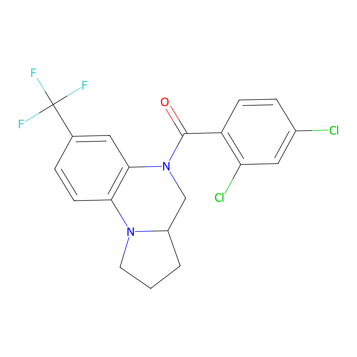 (2,4-dichlorophenyl)[7-(trifluoromethyl)-2,3,3a,4-tetrahydropyrrolo[1,2-a]quinoxalin-5(1H)-yl]methanone molecular structure, CAS 861206-93-1