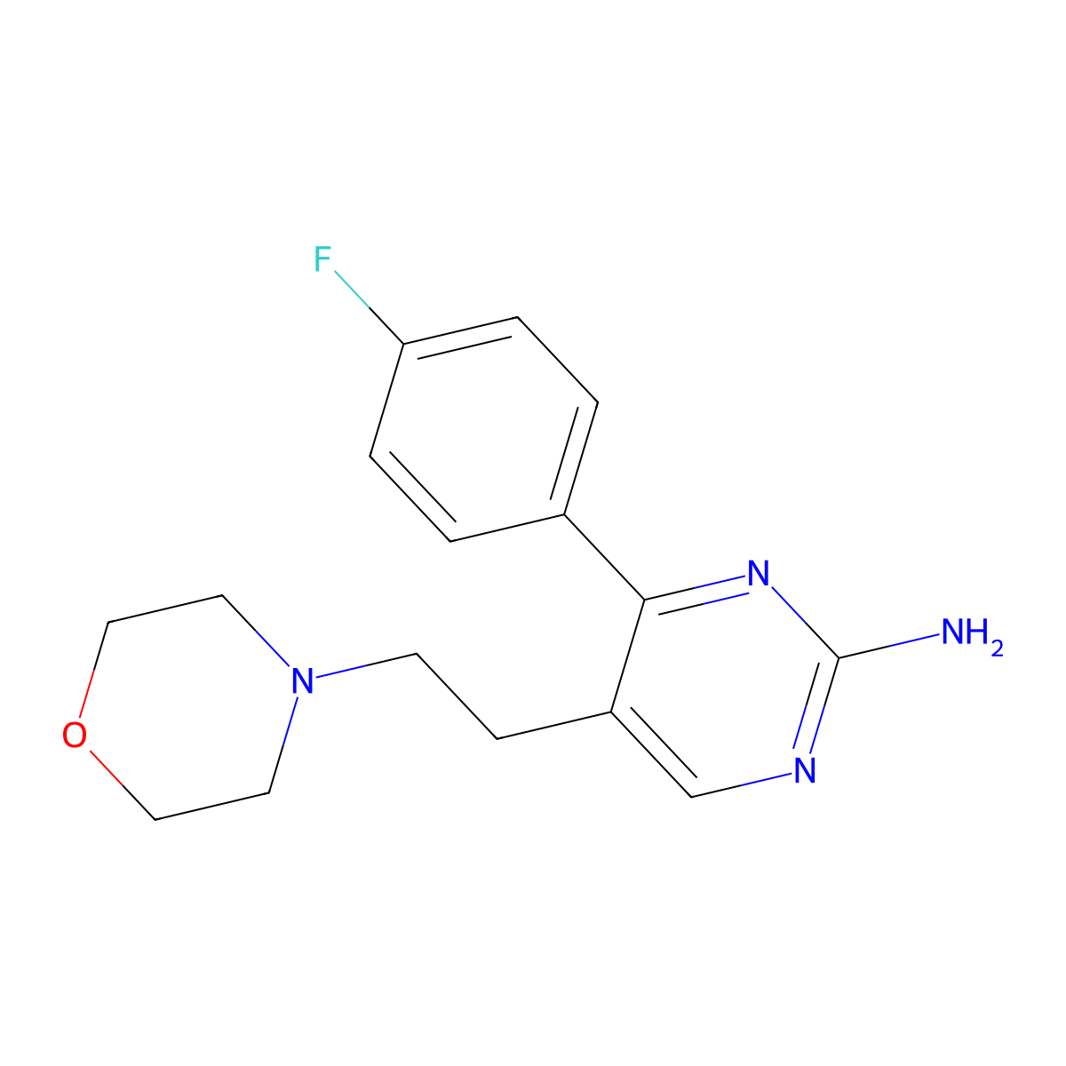 4-(4-Fluorophenyl)-5-(2-morpholinoethyl)-2-pyrimidinamine molecular structure, CAS 861206-99-7