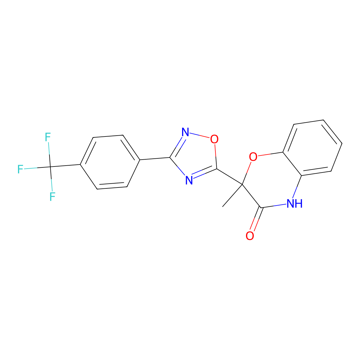 2-methyl-2-{3-[4-(trifluoromethyl)phenyl]-1,2,4-oxadiazol-5-yl}-2H-1,4-benzoxazin-3(4H)-one molecular structure, CAS 861207-00-3