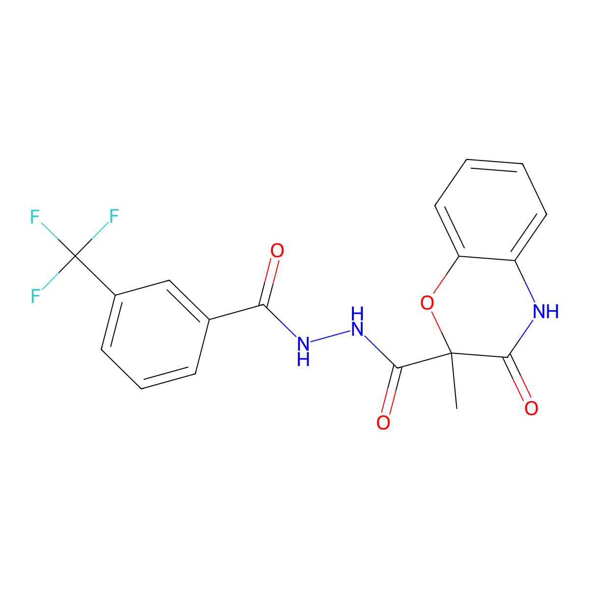 2-methyl-3-oxo-N'-[3-(trifluoromethyl)benzoyl]-3,4-dihydro-2H-1,4-benzoxazine-2-carbohydrazide molecular structure, CAS 861207-04-7